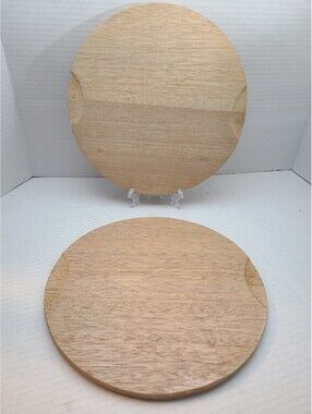 Set of 2 Vintage Round Cork Backed Wooden Placemat Charger Plates 10"
